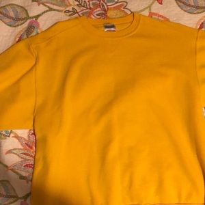 Large, yellow jerzees sweatshirt